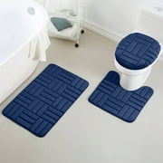 3 Piece Rectangular Color Variant Memory Foam Bathroom Rug Set Non-Slip PVC Backing